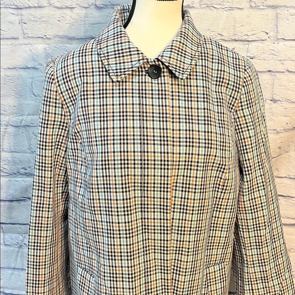 Talbots Mac Lined Jacket NWT Plaid Checkered Hidden Buttons Back Pleat Pockets - Picture 3 of 12